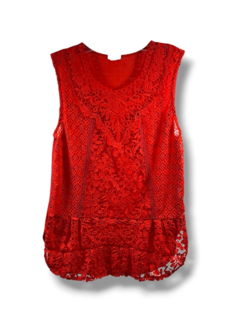 Tiny Anthropologie Lace Overlay Tank Top in Red Size S